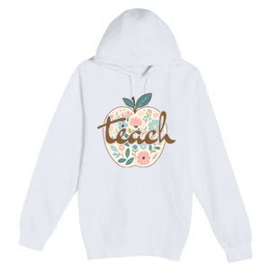 Retro Apple Floral Teach Teacher Premium Pullover Hoodie