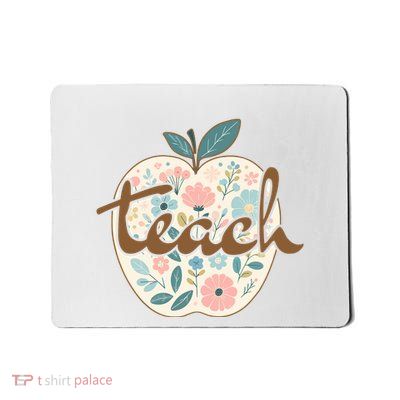 Retro Apple Floral Teach Teacher Mousepad