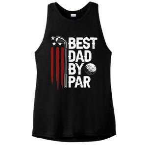 Retro American Flag Golf Gift for Golfer Funny Golf Club Ladies PosiCharge Tri-Blend Wicking Tank