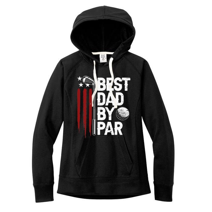 Retro American Flag Golf Gift for Golfer Funny Golf Club Women's Fleece Hoodie