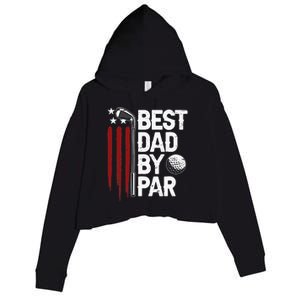 Retro American Flag Golf Gift for Golfer Funny Golf Club Crop Fleece Hoodie