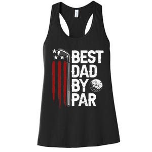 Retro American Flag Golf Gift for Golfer Funny Golf Club Women's Racerback Tank