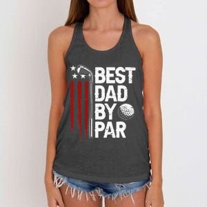 Retro American Flag Golf Gift for Golfer Funny Golf Club Women's Knotted Racerback Tank