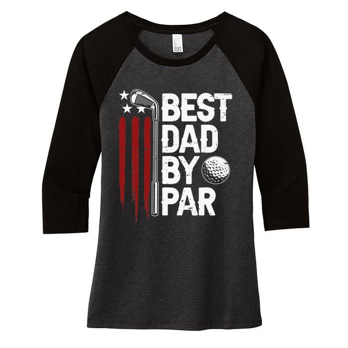 Retro American Flag Golf Gift for Golfer Funny Golf Club Women's Tri-Blend 3/4-Sleeve Raglan Shirt