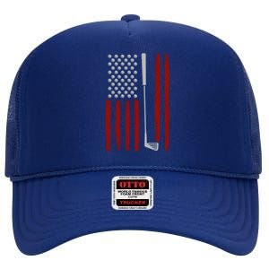 Retro American Flag Golf Gift For Golfer Funny Golf Club Gift High Crown Mesh Back Trucker Hat