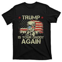 Retro American Flag Trump24 Funny Trump Is Your Daddy Again T-Shirt