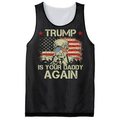 Retro American Flag Trump24 Funny Trump Is Your Daddy Again Mesh Reversible Basketball Jersey Tank