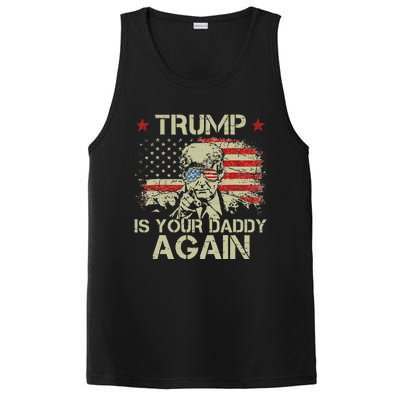 Retro American Flag Trump24 Funny Trump Is Your Daddy Again PosiCharge Competitor Tank