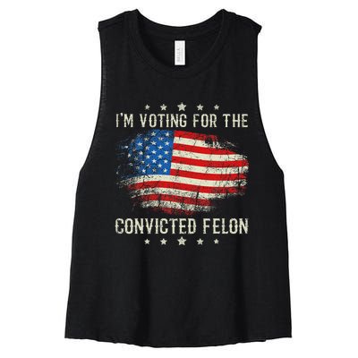 Retro American Flag Voting Convicted Felon Women's Racerback Cropped Tank