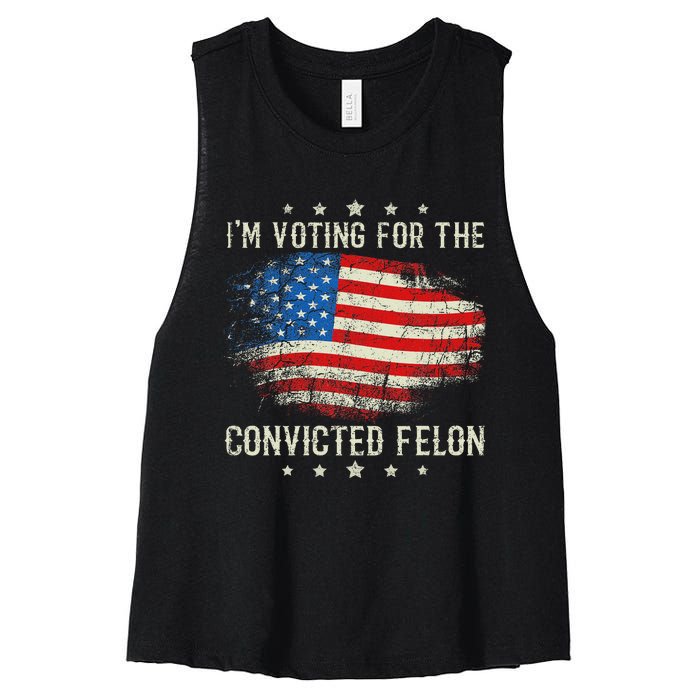 Retro American Flag Voting Convicted Felon Women's Racerback Cropped Tank