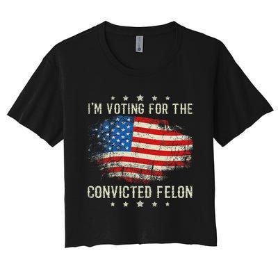 Retro American Flag Voting Convicted Felon Women's Crop Top Tee