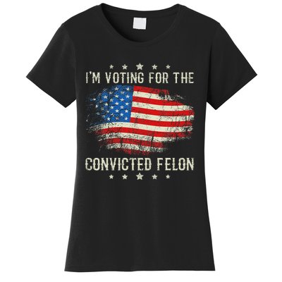 Retro American Flag Voting Convicted Felon Women's T-Shirt