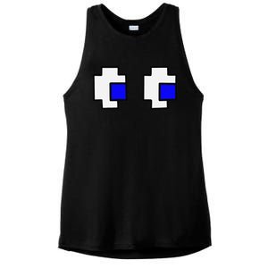 Retro Arcade Game Ghost Eyes Ladies PosiCharge Tri-Blend Wicking Tank