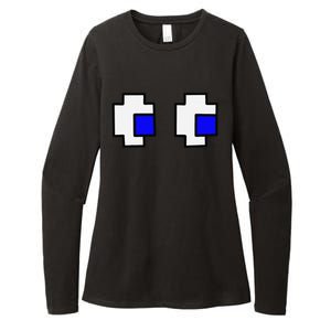 Retro Arcade Game Ghost Eyes Womens CVC Long Sleeve Shirt