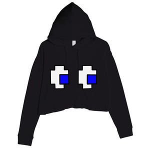 Retro Arcade Game Ghost Eyes Crop Fleece Hoodie