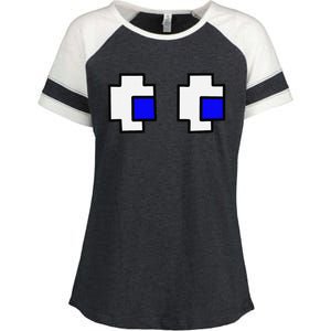 Retro Arcade Game Ghost Eyes Enza Ladies Jersey Colorblock Tee