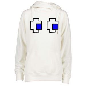 Retro Arcade Game Ghost Eyes Womens Funnel Neck Pullover Hood