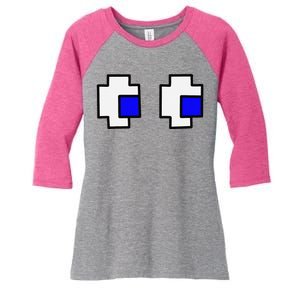 Retro Arcade Game Ghost Eyes Women's Tri-Blend 3/4-Sleeve Raglan Shirt