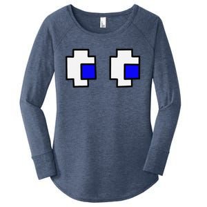 Retro Arcade Game Ghost Eyes Women's Perfect Tri Tunic Long Sleeve Shirt