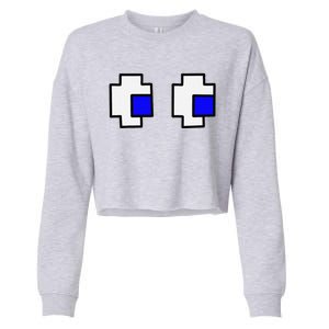 Retro Arcade Game Ghost Eyes Cropped Pullover Crew