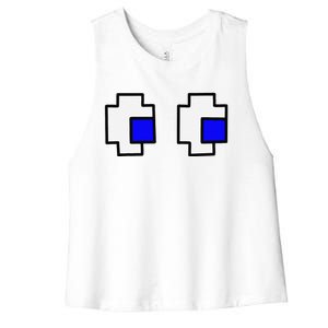 Retro Arcade Game Ghost Eyes Women's Racerback Cropped Tank