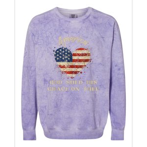 Retro America God Shed His Grace On Thee Tee 4th Of July Women 4th Of July Gift Colorblast Crewneck Sweatshirt