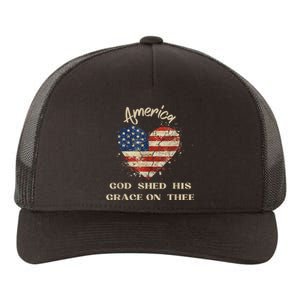 Retro America God Shed His Grace On Thee Tee 4th Of July Women 4th Of July Gift Yupoong Adult 5-Panel Trucker Hat