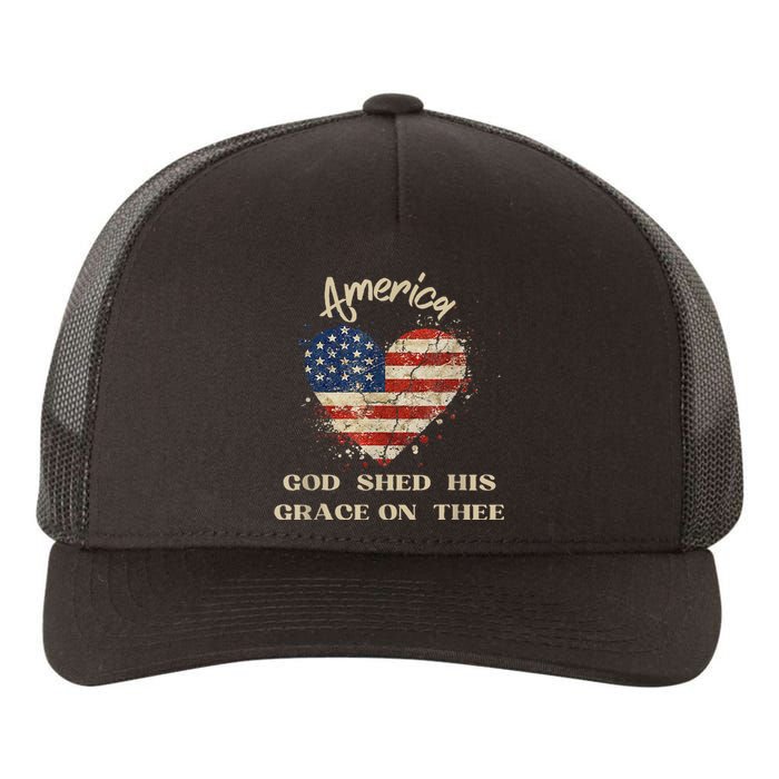 Retro America God Shed His Grace On Thee Tee 4th Of July Women 4th Of July Gift Yupoong Adult 5-Panel Trucker Hat