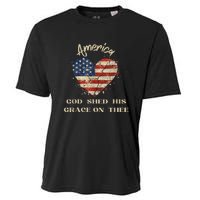 Retro America God Shed His Grace On Thee Tee 4th Of July Women 4th Of July Gift Cooling Performance Crew T-Shirt