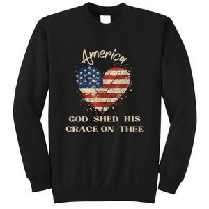 Retro America God Shed His Grace On Thee Tee 4th Of July Women 4th Of July Gift Sweatshirt