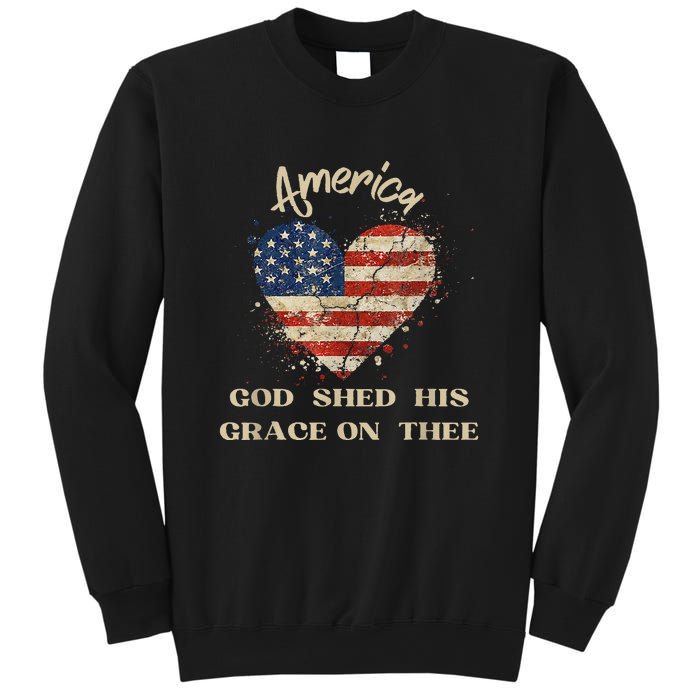 Retro America God Shed His Grace On Thee Tee 4th Of July Women 4th Of July Gift Sweatshirt