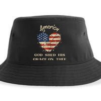 Retro America God Shed His Grace On Thee Tee 4th Of July Women 4th Of July Gift Sustainable Bucket Hat