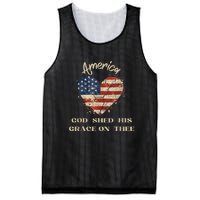 Retro America God Shed His Grace On Thee Tee 4th Of July Women 4th Of July Gift Mesh Reversible Basketball Jersey Tank