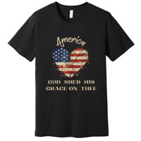 Retro America God Shed His Grace On Thee Tee 4th Of July Women 4th Of July Gift Premium T-Shirt