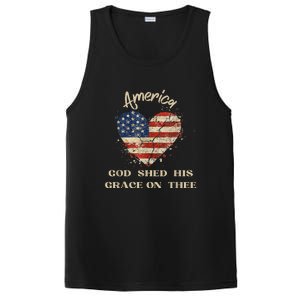 Retro America God Shed His Grace On Thee Tee 4th Of July Women 4th Of July Gift PosiCharge Competitor Tank