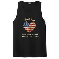 Retro America God Shed His Grace On Thee Tee 4th Of July Women 4th Of July Gift PosiCharge Competitor Tank