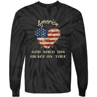 Retro America God Shed His Grace On Thee Tee 4th Of July Women 4th Of July Gift Tie-Dye Long Sleeve Shirt