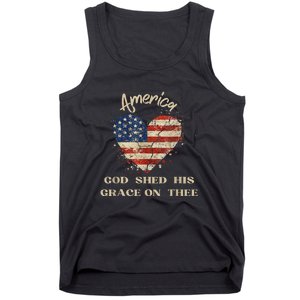 Retro America God Shed His Grace On Thee Tee 4th Of July Women 4th Of July Gift Tank Top