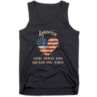 Retro America God Shed His Grace On Thee Tee 4th Of July Women 4th Of July Gift Tank Top