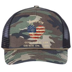 Retro America God Shed His Grace On Thee Tee 4th Of July Women 4th Of July Gift Retro Rope Trucker Hat Cap