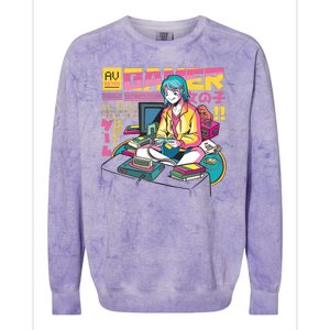 Retro Anime Gamer Girl Classic Colorblast Crewneck Sweatshirt