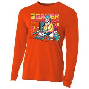 Retro Anime Gamer Girl Classic Cooling Performance Long Sleeve Crew