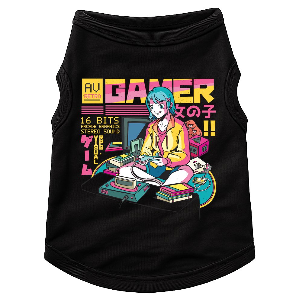 Retro Anime Gamer Girl Classic Doggie Tank