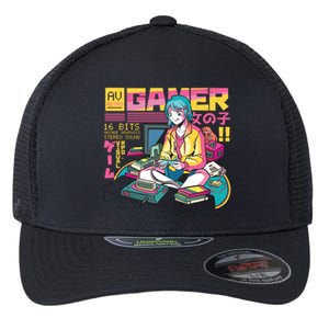 Retro Anime Gamer Girl Classic Flexfit Unipanel Trucker Cap