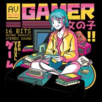 Retro Anime Gamer Girl Classic Cooling Performance Crew T-Shirt