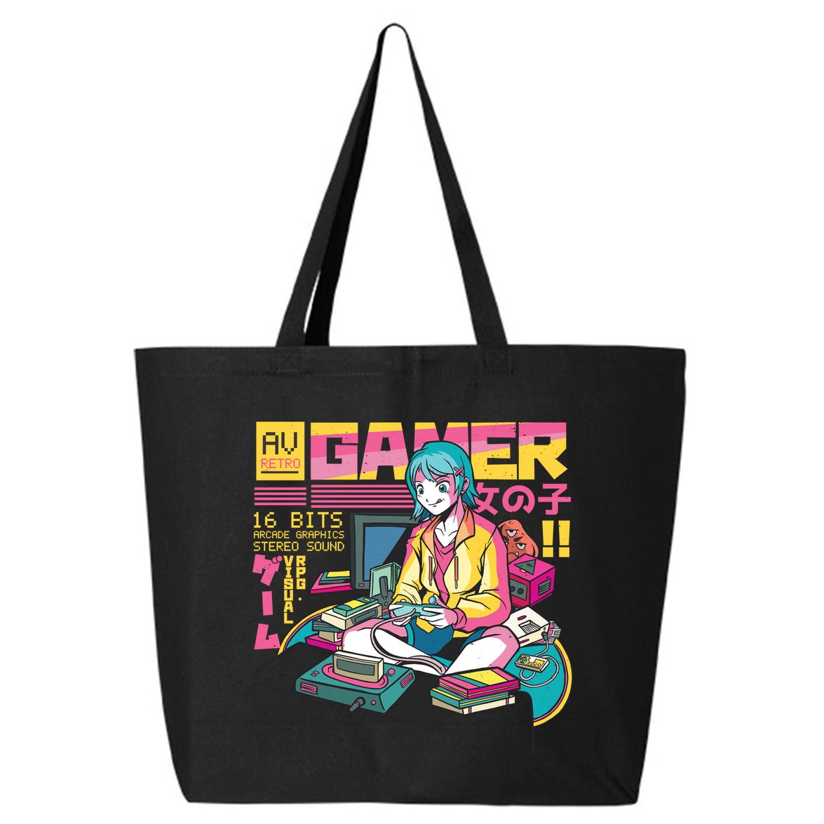 Retro Anime Gamer Girl Classic 25L Jumbo Tote