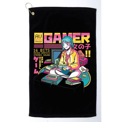 Retro Anime Gamer Girl Classic Golf Towel
