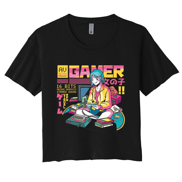 Retro Anime Gamer Girl Classic Crop Top
