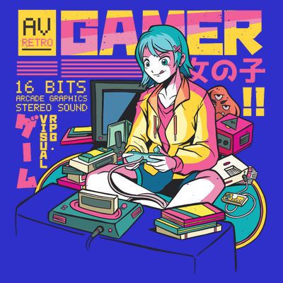 Retro Anime Gamer Girl Classic T-Shirt