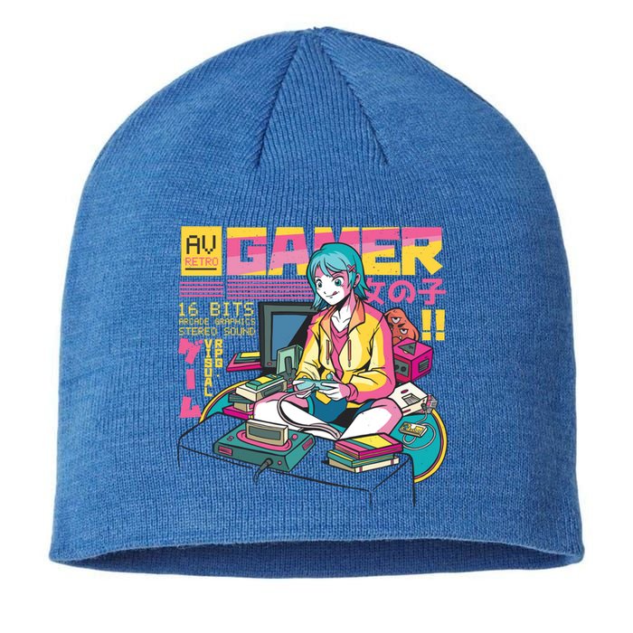 Retro Anime Gamer Girl Classic Sustainable Beanie